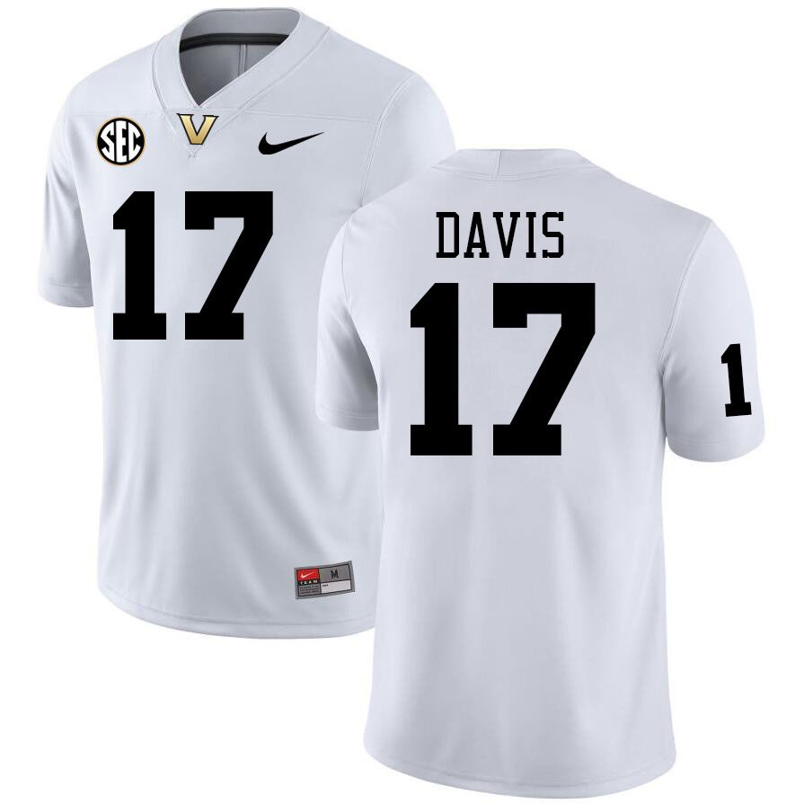 Vanderbilt Commodores #17 Mark Davis College Football Jerseys Stitched-White